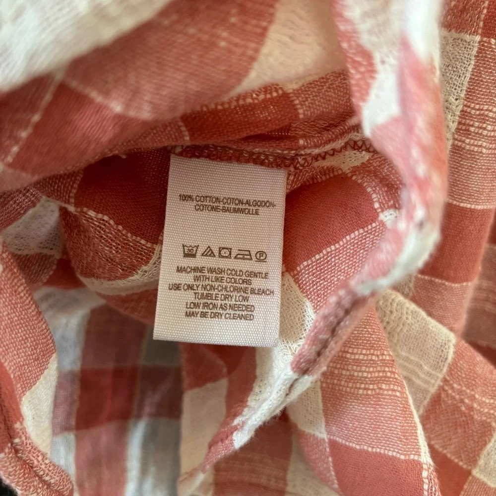 NWT Free People Honey Grove Knit Pink Plaid Long Sleeved Blouse Size M